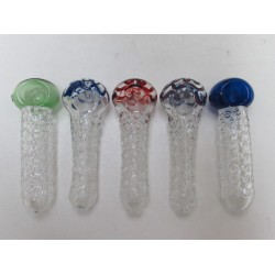 4.5" Colored Head Clear Dotted Glass Pipe