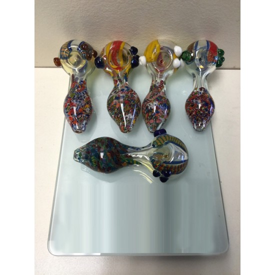 4.5" Designed Head Oval Shaped Glass Pipe