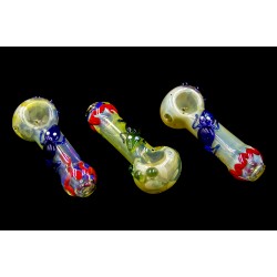 4" 90gr. Insect Fumed 3 Beads Glass Pipe