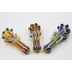 5.5" 128gr. Clear Horns Colored Striped Glass Pipe