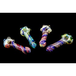 5.5" 155gr. Clear Marbles Spiral Dichro Colored Glass Pipe