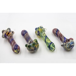 5.5" 155gr. Clear Marbles Spiral Dichro Colored Glass Pipe