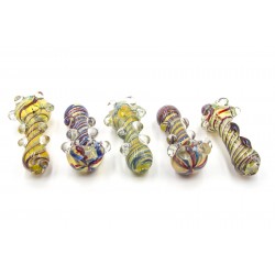 4" 135gr. Multi Marbles Colored Spiral Lining Glass Pipe
