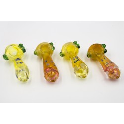 4" Fumed Colorful 4 Dotted Glass Pipe