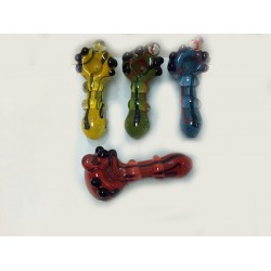 4" Multiple Beads Solid Colored Glass Pipe