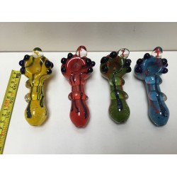 4" Multiple Beads Solid Colored Glass Pipe