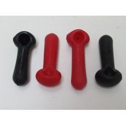 4" Red & Black Frosted Glass Pipe