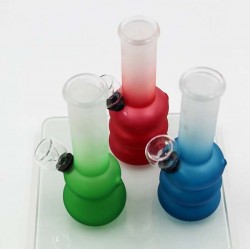 EG-GWP-04- 5" Clear Top Frosted Colored Base Mini Glass Water Pipe 