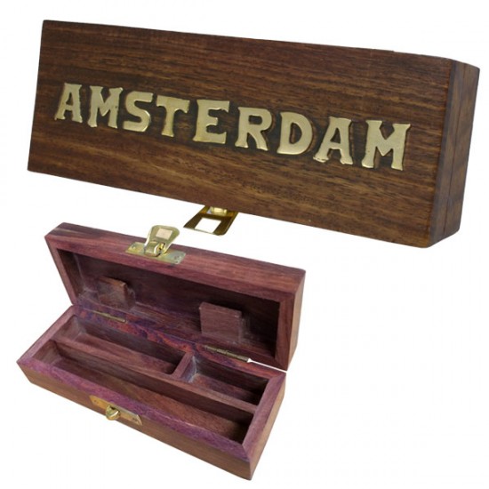 Long Wooden Rolling Box - Amsterdam