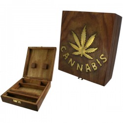 Wooden Rolling Box - Cannabis - Square