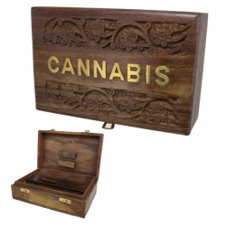 Wooden Rolling Box - Cannabis Engraved 2